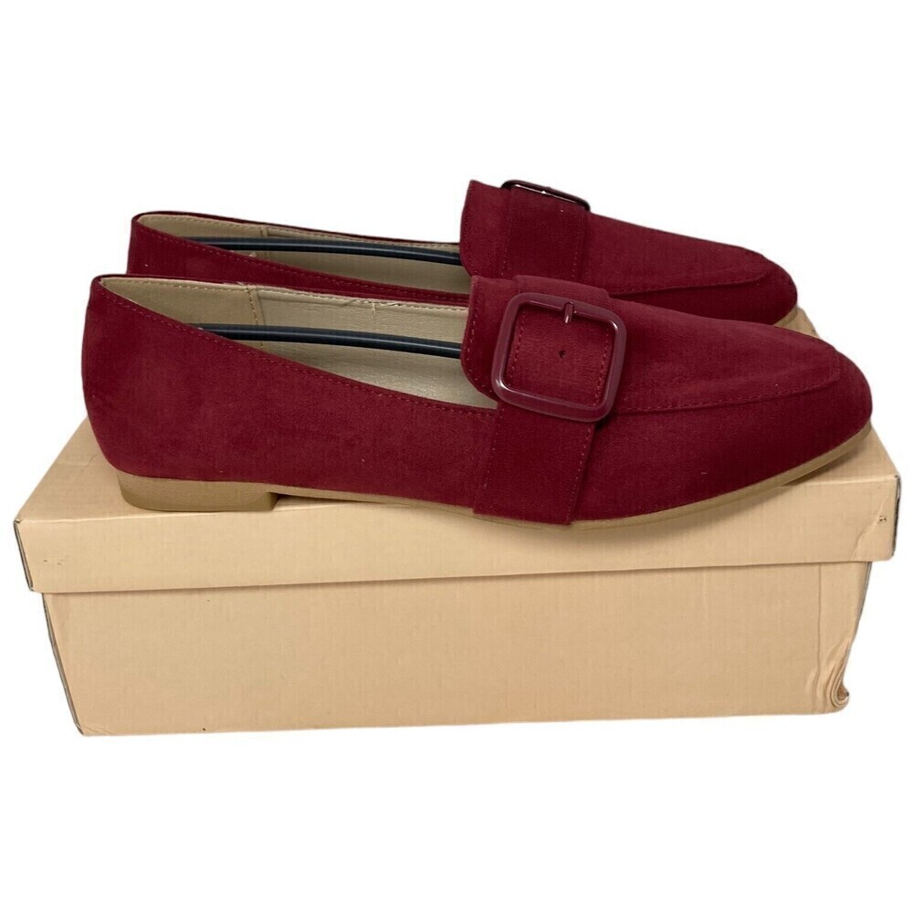 Yoki Edline 27 Women's Size 7.5 Flats Loafers Red Faux Suede